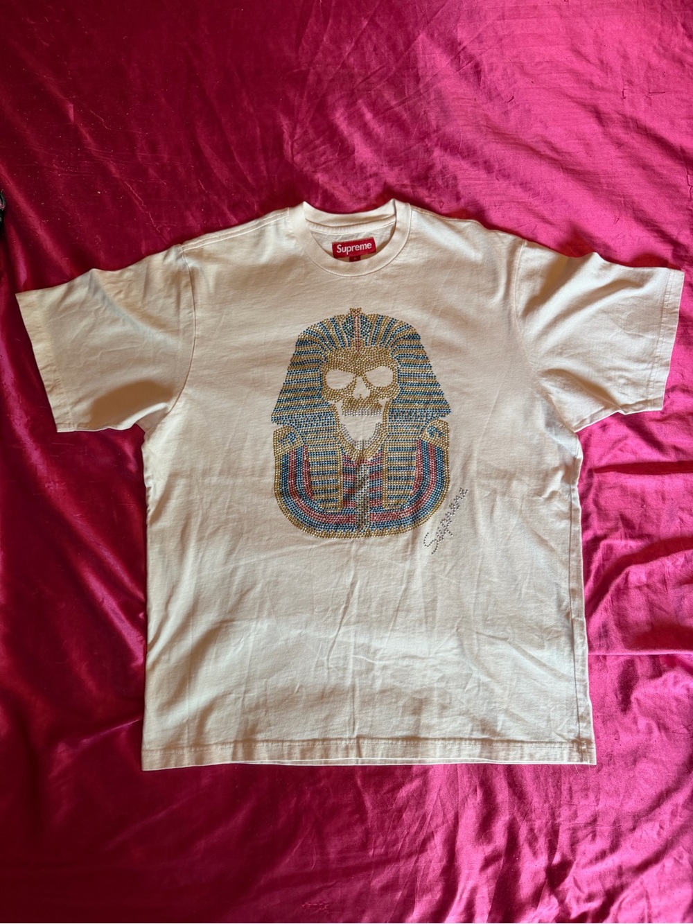 Supreme Pharaoh Rhinestone T-Shirt Cream